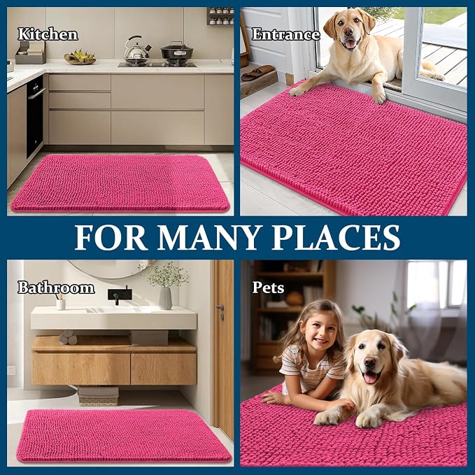 OLANLY Dog Door Mat for Muddy Paws 34x21, Super Absorbent Chenille Mud Mat | - Image 8