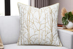 VAGMINE Embroidered Forest Throw Pillow Cover - 20x20 Inches Square - 100% Cotton Ivory Decorative Cushion Cover - Elegant Embroidery - Rustic Home Accent for Sofa, Bed, Couch, Farmhouse Décor