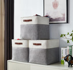 DECOMOMO Storage Cubes, 11x11 Cube Storage Bins, Baskets for Shelves (Grey & White, Cube 11" - 4 Pack)