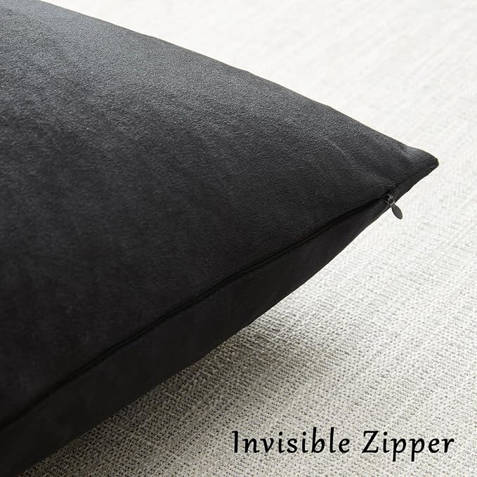 GIGIZAZA Black Velvet Pillow Covers 12x20 Decorative Pillows Pack of 2 | Lumbar - Image 4