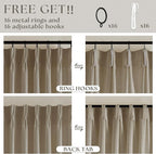 Pinch Pleated Linen Gray Beige Semi Sheer Curtains 102 Inches Long 2 Panels | - Image 5