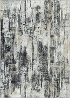5x7 Area Rugs for Living Room: Washable Abstract Black Grey Gold Carpet | - Image 2