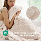 Bedsure GentleSoft Blankets Queen Size for Bed - Super Soft Cozy Blanket for Women Men Girls, Large Fuzzy Fleece Throw for Bedroom Decor, Light Beige, 90x90 Inches