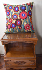 Yellow Floral Poppy Pillow Cover - Red Floral Outdoor Pillowcase - Suzani Accent Pillow - Flower Accent Cushions - Hand Embroidered Wool - Size 18x18