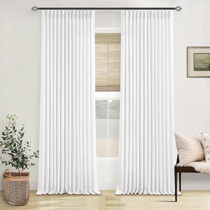 Snow White Pinch Pleated 105 Inch Curtains 2 Panels - Image 9