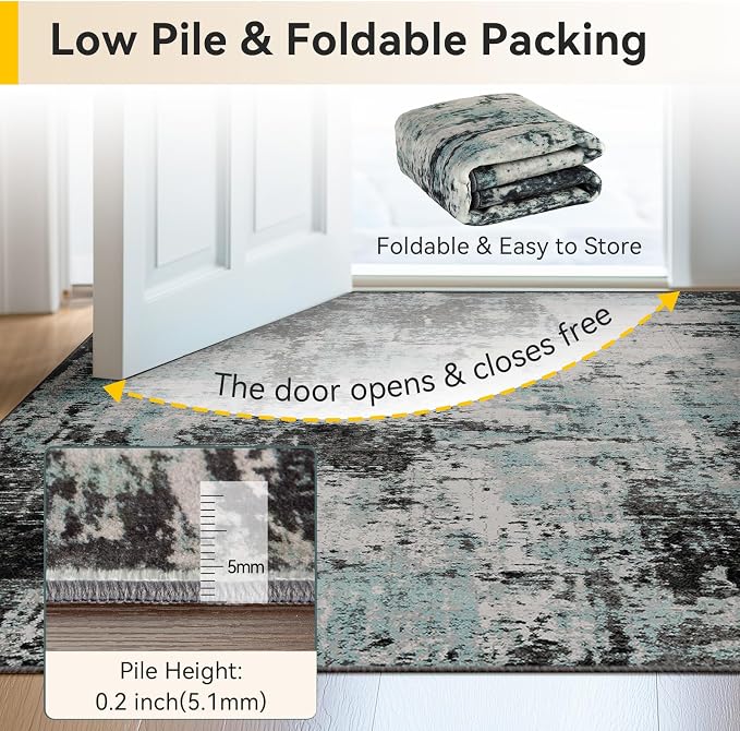 RELEANY Washable 4'x6' Abstract Area Rug - Image 5