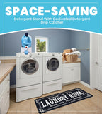 TidyFriend Laundry Detergent Holder with Laundry Room Rug Runner, Detergent Stand for Spill Protection, Non-Slip Runner Mat, and Stylish Room Organizer for Home & Laundry Spaces