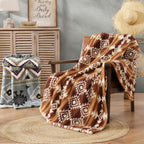 CASAAGUSTO Boho Sherpa Throw Blanket, Aztec, Ultra Soft, Warm, Cozy, Plush, Thick Fleece Bohemian Throw Blanket for Couch, Bed, Sofa (Terracotta 50 * 60 Inch)