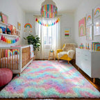 Amdrebio Rainbow Unicorn Pastel Cute Area Rug 4x6 - Image 5
