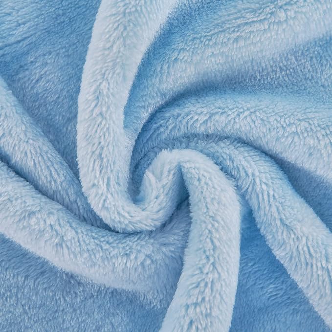 Light Blue Fleece Plush Throw Blanket 60"x80"for Couch Fuzzy Cozy Flannel | - Image 3