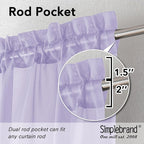 Simplebrand Lavender Sheer Curtains 96 Inches Long, Light Filtering Light - Image 2