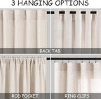 Beige Curtains for Kitchen Windows Over Sink 36 inch Length Rustic Farmhouse - Image 2