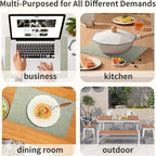 Maxpearl Faux Leather Placemats Set of 8 – Waterproof, Wipe Clean, Heat Resistant, Non-Slip Dining Table Mats for Indoor & Outdoor Use, 17”×12”, Sage Green