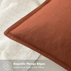 MIULEE Decorative Linen Pillow Covers 18x18 Inch Rust | Boho Farmhouse​ ​Fall - Image 2