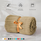 BEDELITE 3D Ribbed Jacquard Brown Fleece Twin Blanket - Image 4