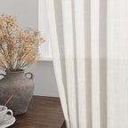 Cream Kitchen Curtains 36 Inch Length 2 Panels Set Linen Blend Back Tab Privacy - Image 2