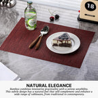 LEXMORE Placemats Set of 4 Vinyl/Plastic Woven Place Mats for Kitchen Table Indoor/Outdoor Washable Placemat Wipeable Dining Table Mats(Burgundy)