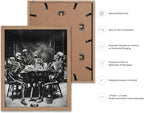 Poster Master Vintage Photograph Poster - Retro Daguerreotype Print - Gift for Artist, Friend - Skeletons Smoking at Table, Dinner Party, Goth - Wall Decor for Home, Dorm, 8x10 Beige Framed