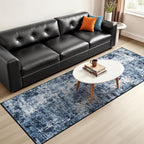 Rugflix 2x7 Runner Rug for Hallway, Washable Navy Blue Kitchen Runners | - Image 8
