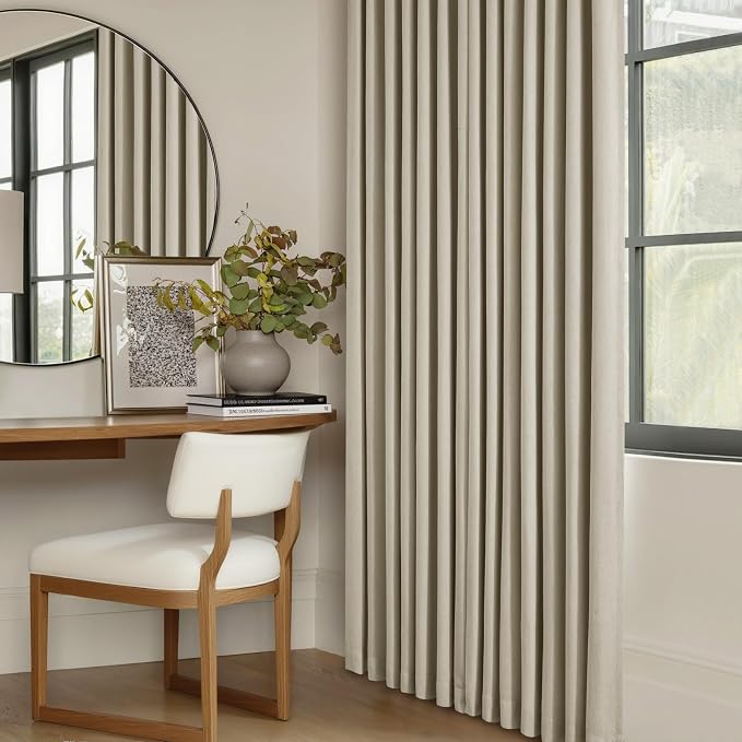 Extra Wide Burlywood Birch Pleated Blackout Linen 60 x 84 Inch Curtains | 100% - Image 7