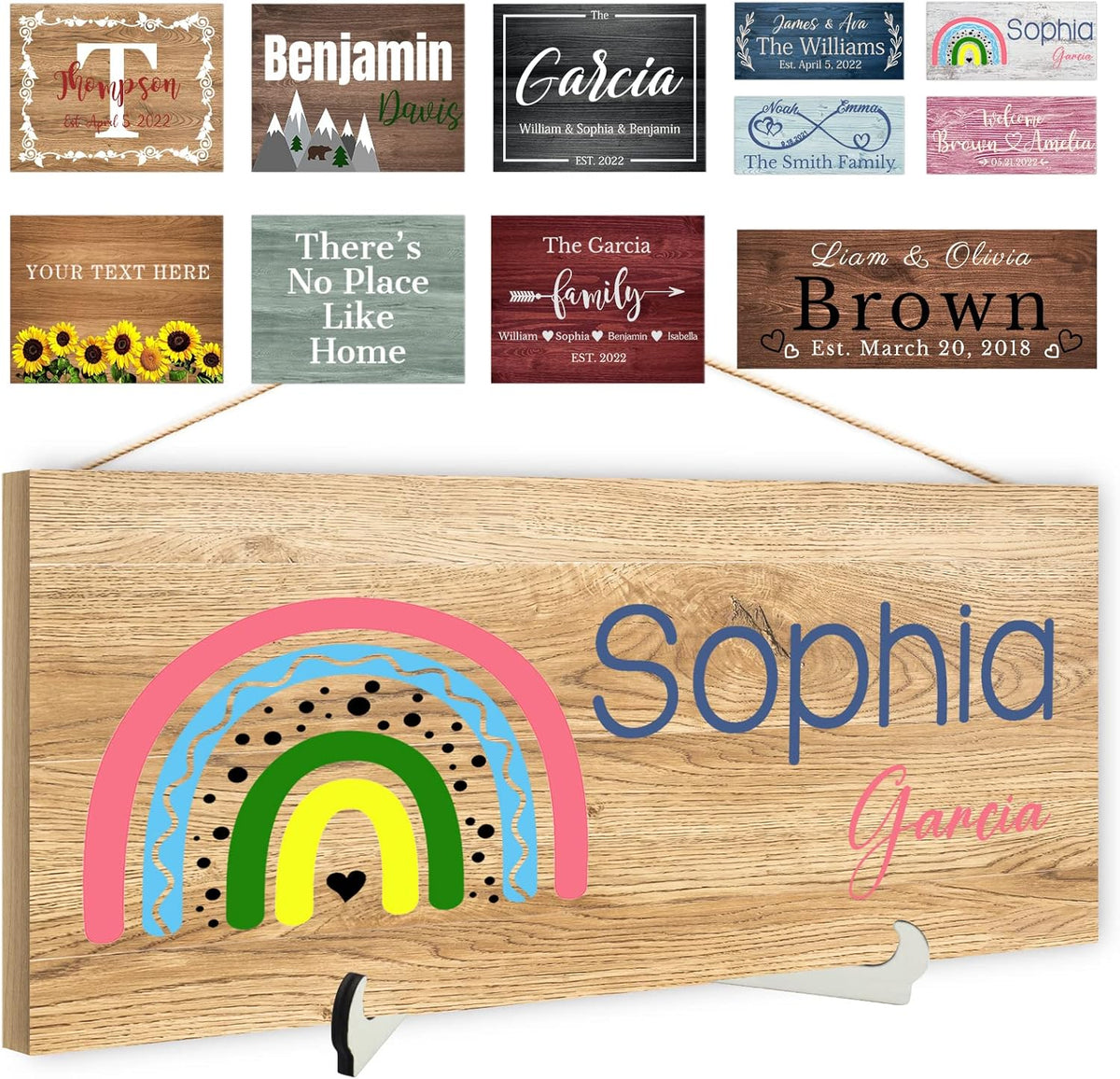 Custom Wood Sign Prsonalized Text Business Home Decor, Personalized Rustic Plaque Board Hanging Wooden Name Sign for Wall Art, Customized Signs Plank Decoration Gifts for Wedding Family Farmhouse Kitchen, Rectangle