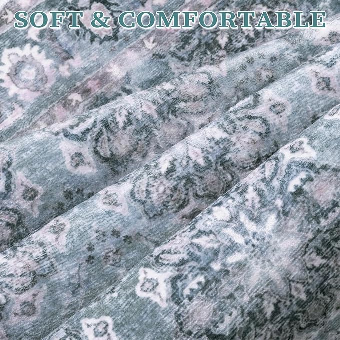 SERISSA 4x6 Washable Non Slip Floral Boho Area Rug - Image 4