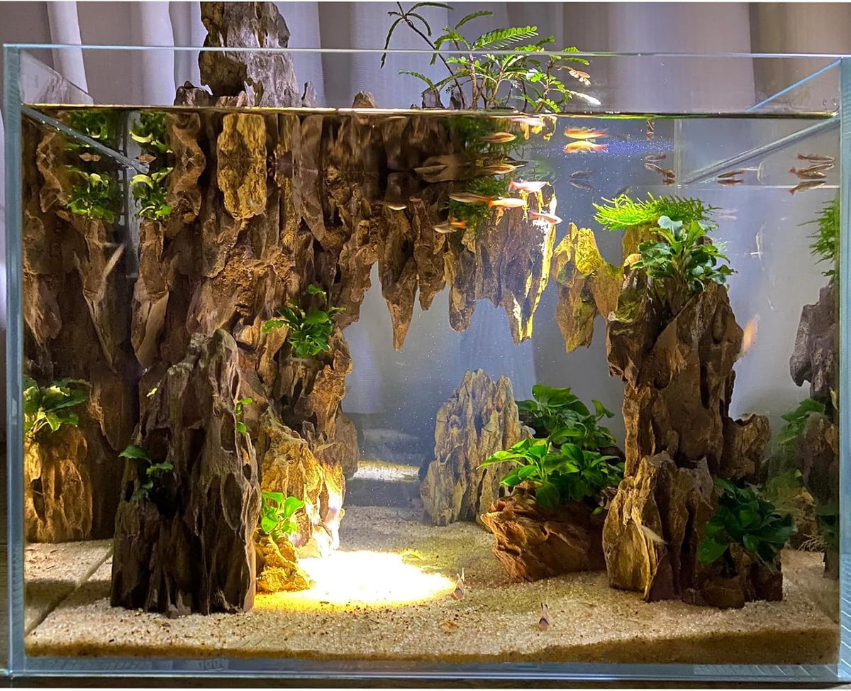 Dragon Rocks Aquarium Rock aquascaping Natural Stone Rocks Fish Tank Decor Rocks for Aquariums Landscaping Model Tank Decoration Aquarium Miniature -20Lb (2-8 inch)