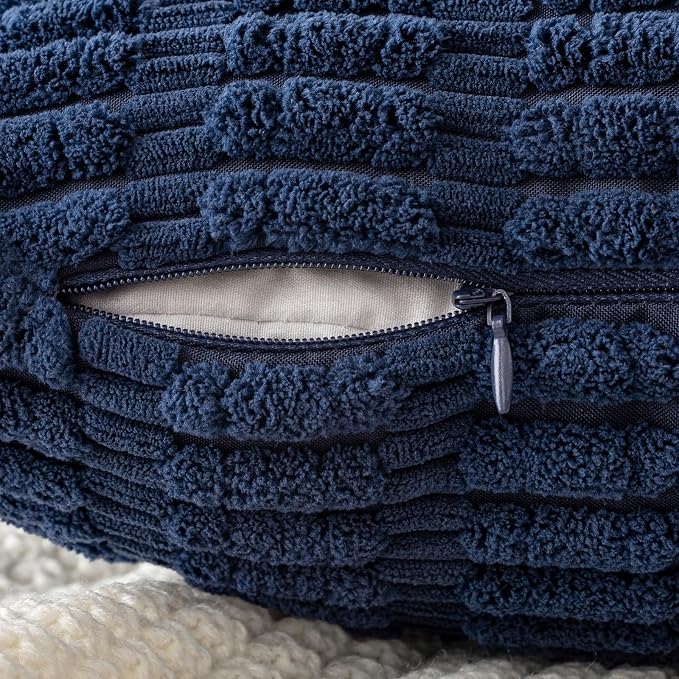 MIULEE Corduroy Decorative Throw Pillow Covers 20x20 Navy Blue Pack of 2 | Soft - Image 7