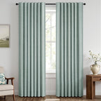 MIULEE 100% Blackout Linen Curtains 42 x 63 Inch Seafoam Green 2 Panels | by MIULEE