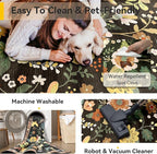RELEANY Floral Washable 3x5 Area Rugs Black/Yellow | Flower Carpet Print Boho - Image 4