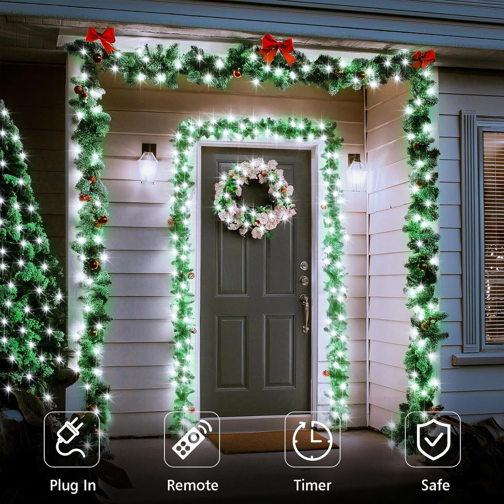 2 Pack Fairy String Lights Plug in, 33Ft Green Wire 100 Micro Starry LED Outdoor String Lights with 8 Modes Timer IP68 Waterproof Twinkle Lights for Bedroom Garden Christmas Home Decor (Cool White)