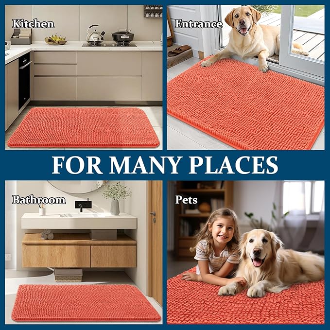 OLANLY Dog Door Mat for Muddy Paws 30x20, Super Absorbent Chenille Mud Mat | - Image 8