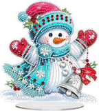 MEIYUDA Christmas Diamond Art Tabletop Kits, Christmas Snowman Diamond Art Painting Desktop Ornaments for Adult, DIY Special Shaped Crystal Desk Placement Ornament for Home Office Decor Crafts Gift