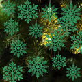 Dark Green Christmas Snowflake Ornaments- 36Pcs Plastic Glitter Hanging Snow Flakes for Christmas Tree Decorations Winter Wonderland Frozen Birthday Party Holiday Home Decor Craft Snowflakes