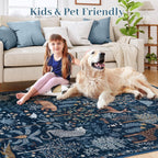 OJIA Jungle Print Rugs for Living Room 8x10 Washable Area Rugs for Bedroom, Modern Non-Slip Ultra-Thin Soft Large Carpet Non-Shedding Nursery Rug for Teens Kids Playroom Dining Room Home Decor