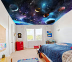 AFZEVEB-Space Galaxy Wallpaper Cosmic Planet Wall murals for Kids Room 114"x74" (Not Peel and Stick)