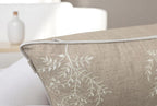 VAGMINE Embroidered Leaves Throw Pillow Cover - 20x20 Inches Square - 100% Linen Natural Throw Pillowcase - Elegant Neutral Leaf Design - Minimalist Rustic Home Accent for Sofa, Bed, Couch, Lounge