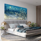 amatop Extra Large Wall Art Floral Tree Canvas Print for Living Room Bedroom Office– Oversized Plum Blossom Lake Landscape Picture Modern Blue Teal Nature Artwork Decor 58x29 Inch