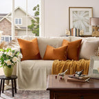 GIGIZAZA Burnt Orange Velvet Throw Pillow Covers 18x18 Pack of 2 | Decorative - Image 2
