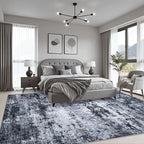 5x8 Area Rug Living Room: Modern Washable Indoor Carpet Black | - Image 4