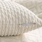 Set of 4 Cream White Decorative Throw Pillow Covers 12x20 Inch Corduroy Pillow - Image 4