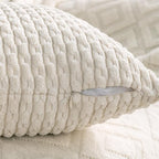 Set of 4 Cream White Decorative Throw Pillow Covers 16x16 Inch Corduroy Pillow - Image 4