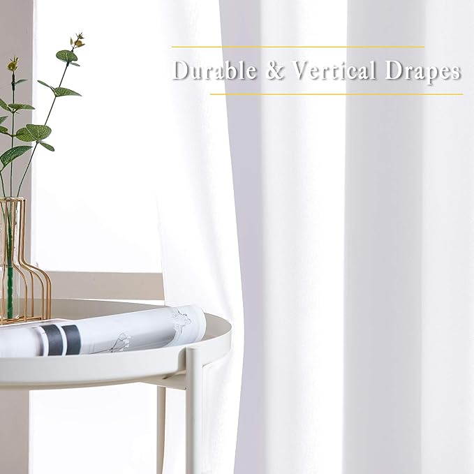 NICETOWN White Curtains 84 inch Length 2 Panels Set - Image 5