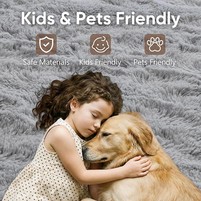 8x10 Extra Large Grey Fluffy Soft Area Rug Non-Slip - Image 7