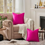 GIGIZAZA Hot Pink Velvet Pillow Covers 16x16 Decorative Pillows Pack of 2 | - Image 7
