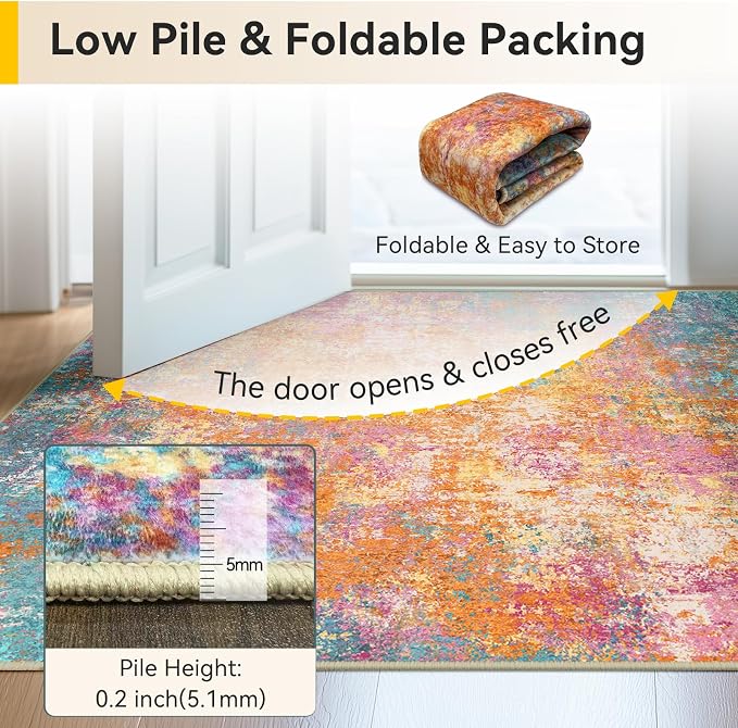RELEANY Washable Runner 2'x6' Abstract Area Rug - Image 8