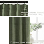 Custom Olive Green Pinch Pleated Drapes Linen Blend Light Filtering Curtains 86 - Image 3
