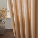 Camel Linen Semi Sheer Curtains 72 Inches Long 2 Panels Set - Image 3