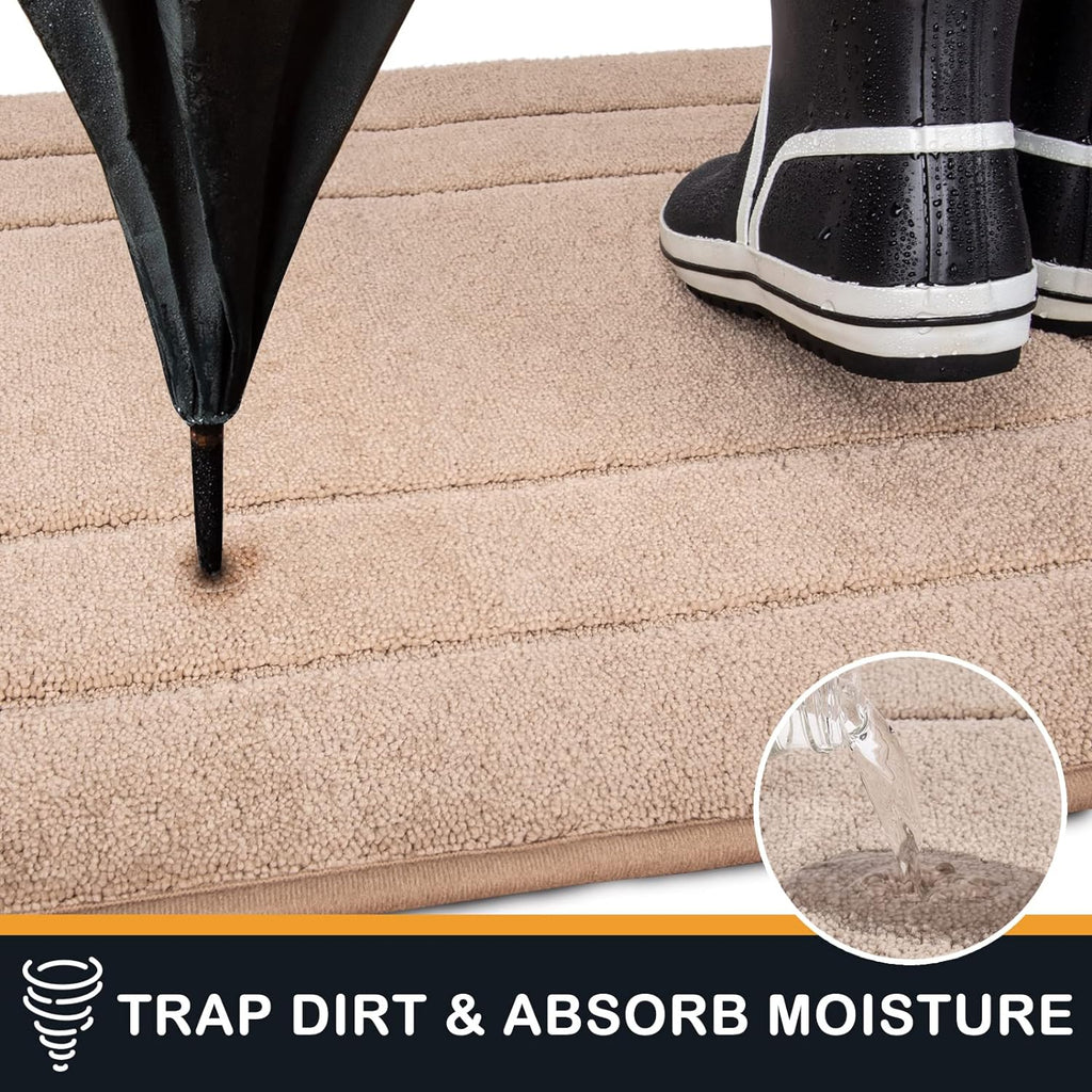 PURRUGS Dirt Trapping Door Mat 34" x 59", Non-Slip/Skid Machine Washable Entryway Area Rug, Dog Doormat, Super Absorbent Welcome Mat for Muddy Wet Shoes and Paws, Beige
