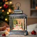 Christmas Snow Globes Lantern Christmas Snow Globe with Music Snowman Poetry,6H Timer,USB Lined/Battery Operated Lighted Lantern for Christmas Festival Decoration Gifts
